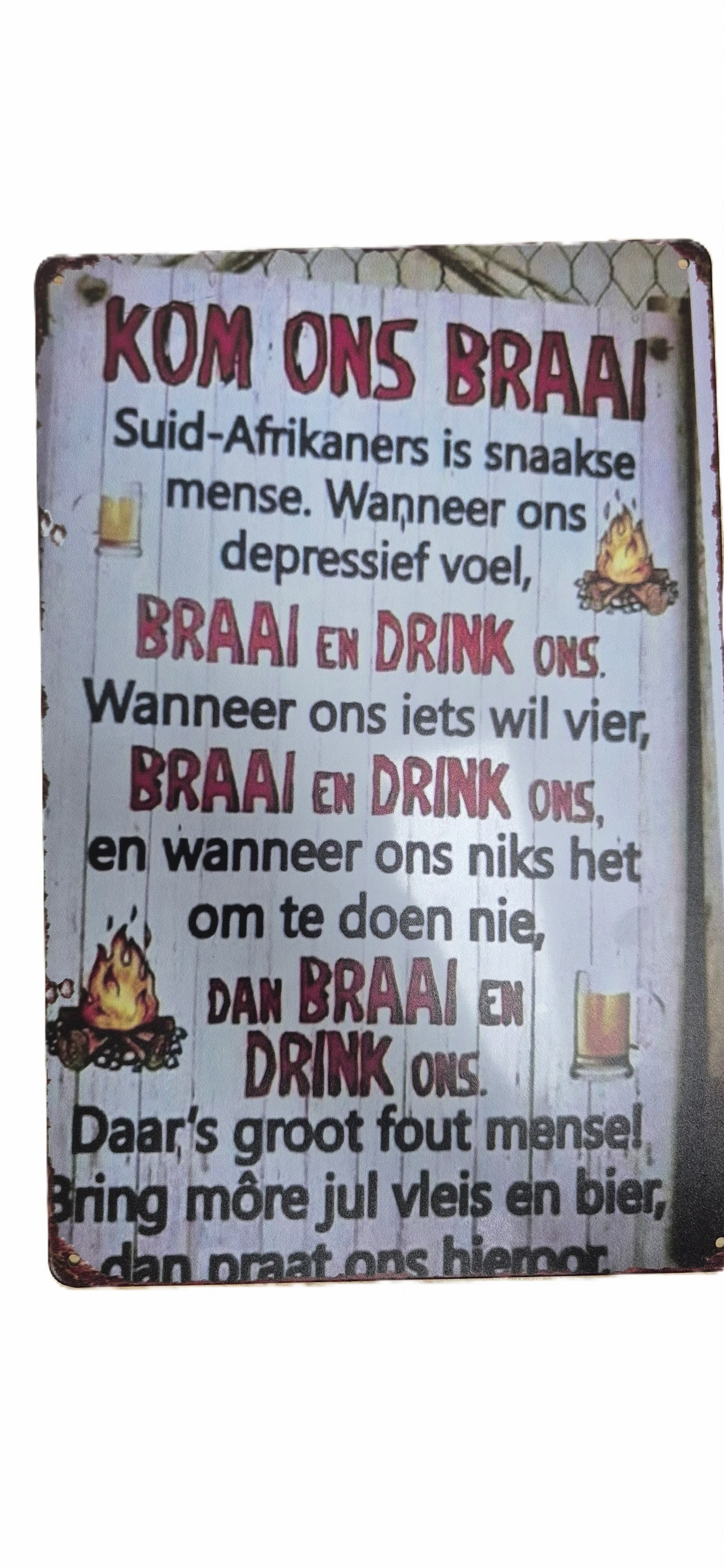 Sign Board Kom Ons Braai
