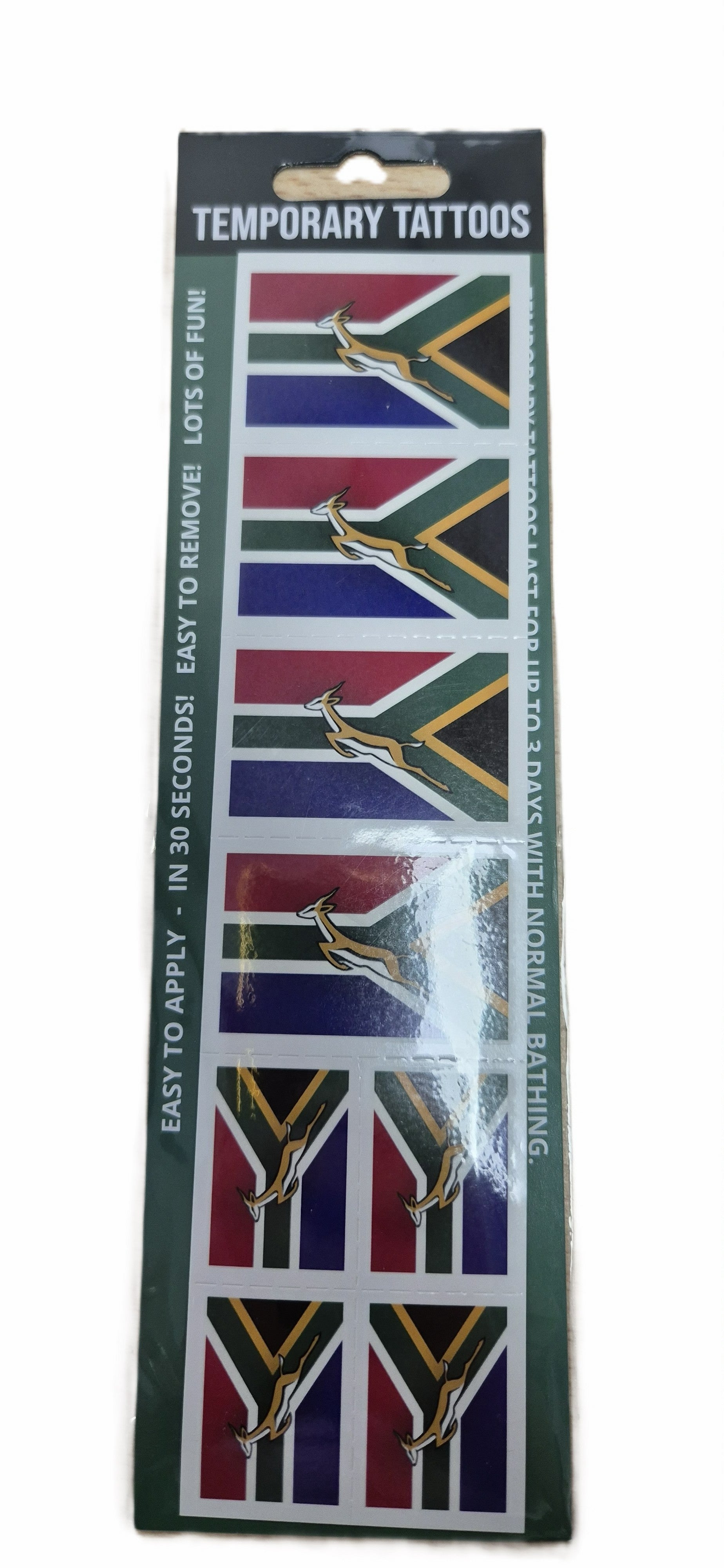 S A temporary Tattoos Square flag with Springbok