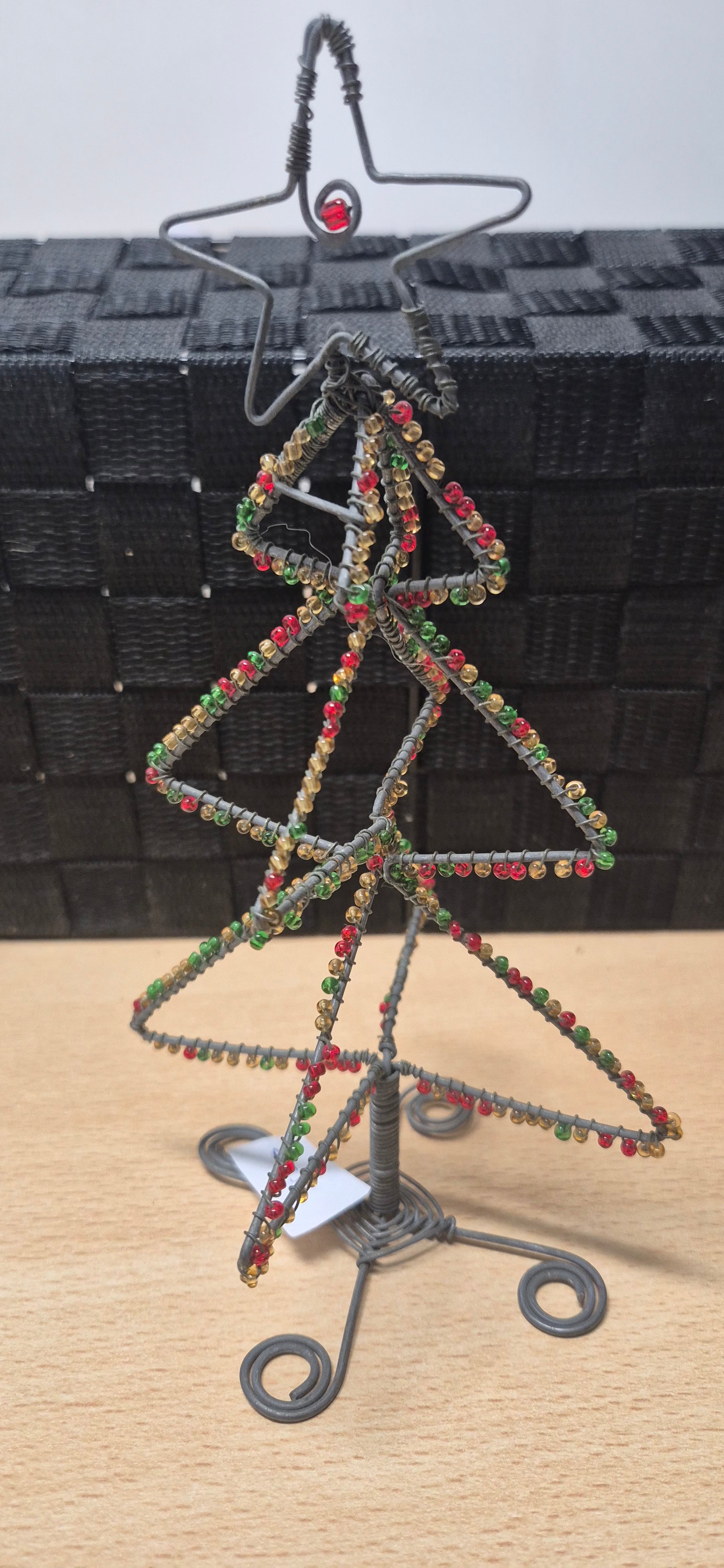 Wire beaded christmas tree ornament