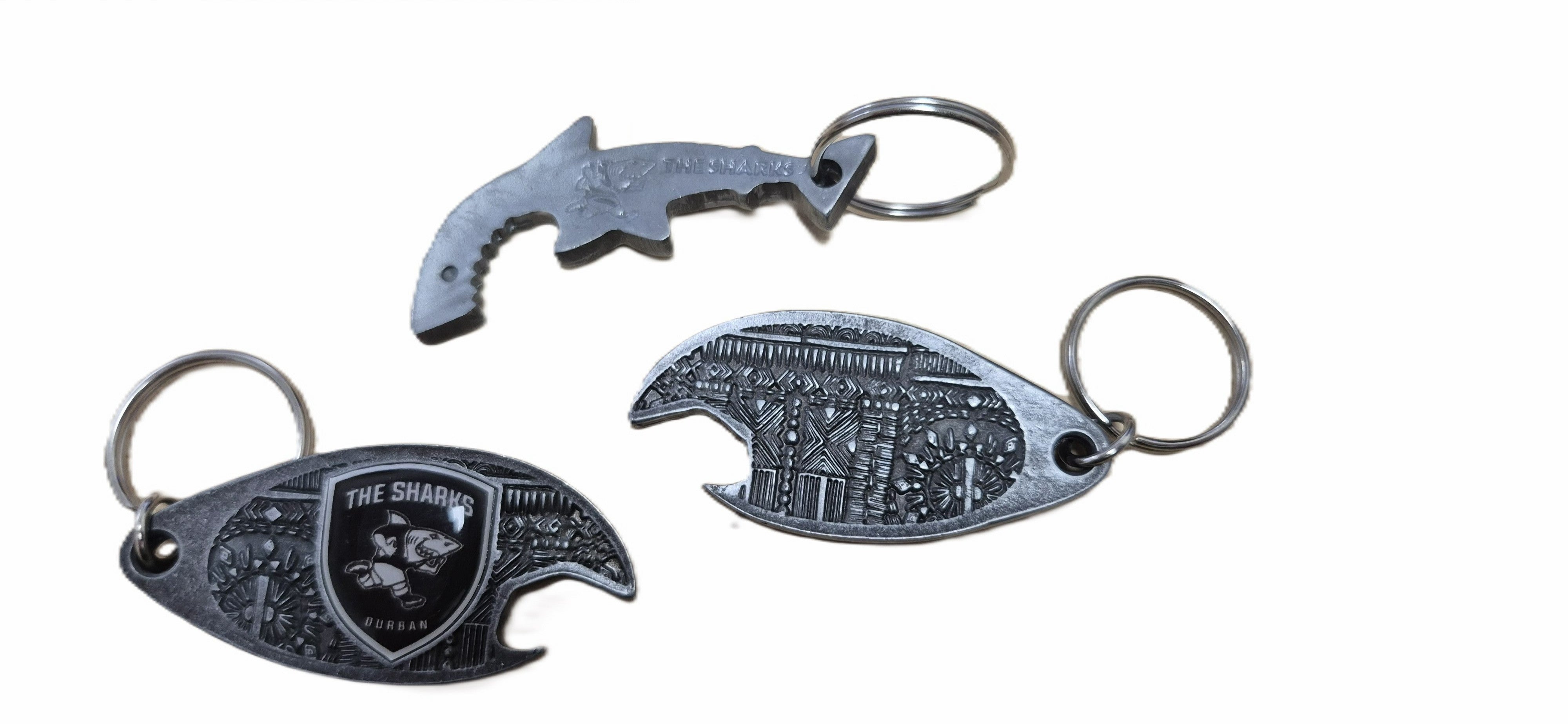 Sharks bottle opener key ring